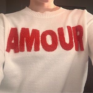 White & red embroidered sweater